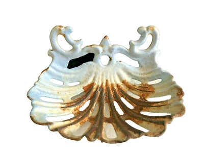 porte savon ancien en fonte émaillée bleu forme huitre Vintage rétro - Photo 1/4