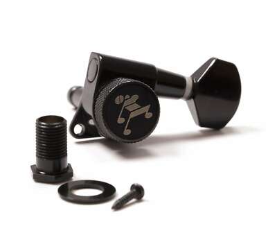 Genuine Tone Ninja 19:1 Locking Tuners, 6 Inline non-staggered set, Black