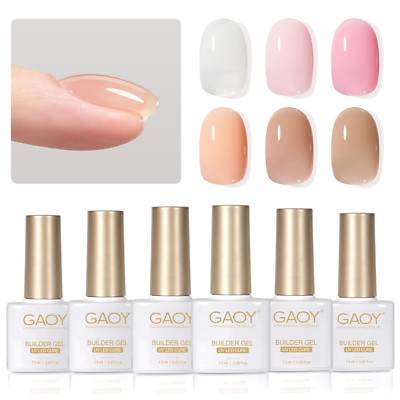 Set de 6 colores de gel constructor para uñas, blanco lechoso, rosa, nude transp