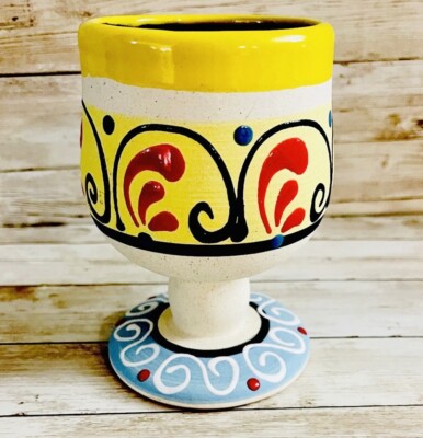 Copa Artesanal Mexicana De Barro En Engove Mexican Artisan Terra Cota Wine Cup