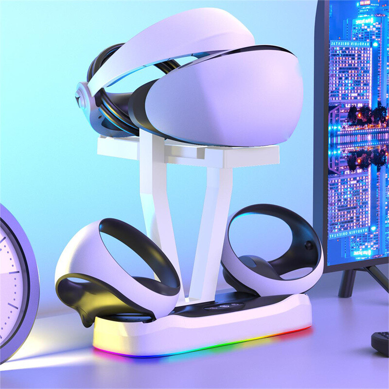 Charging Station for PS5 VR2 Controllers Charger Stand Dock with Headset Holder-image