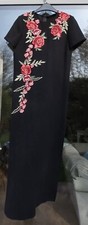 Zara Embroidered Long Dress Maxi Black S Small Rose