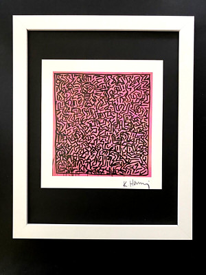 Keith Haring | Vintage Print Signed |  Framed in White | Buy it Now!!