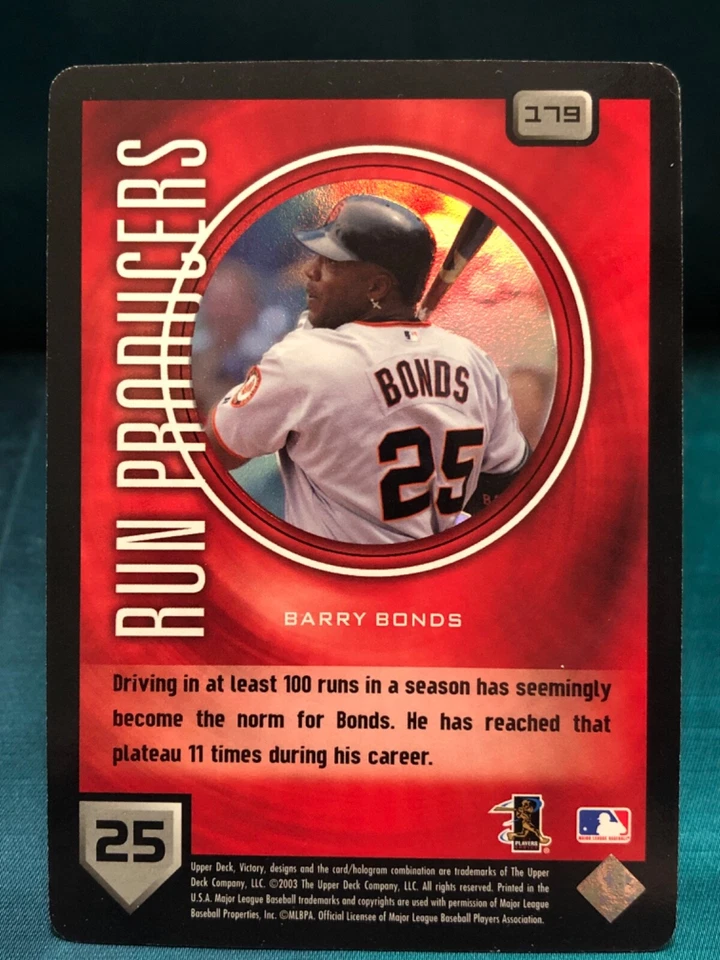 2003 Upper Deck Victory Card #179 Barry Bonds Run Producers San Francisco Giants - Image 2 of 2
