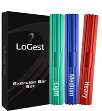 LoGest Twist Hand Exerciser Bars Flexible Bar Strengthener 3 Weights 