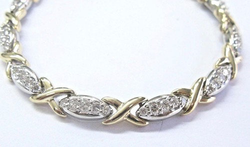 Fine Round Cut Diamond 2-Tone X Tennis Bracelet 14Kt 2.00Ct 7.5" - Picture 5 of 5