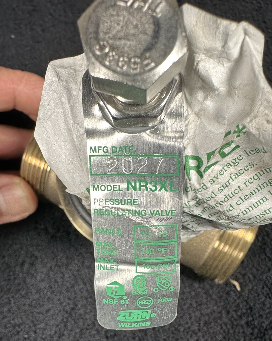 Zurn 1NR3XL 1" Pressure Reducing Regulator valve And 1” Tail Piece Kit