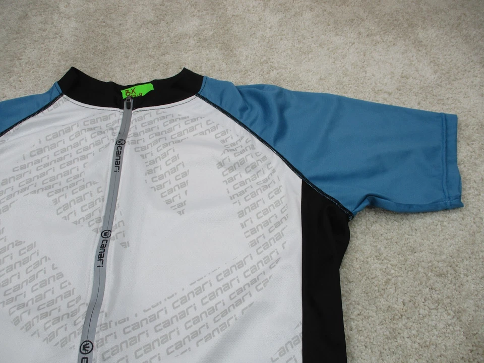 Camiseta deportiva de ciclismo Canari para hombre grande blanca negra ligera con cremallera camisa de motociclista Foto 3 de 4
