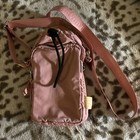 Pink Nylon Phone Crossbody Bag Zipper & Cinch Closure