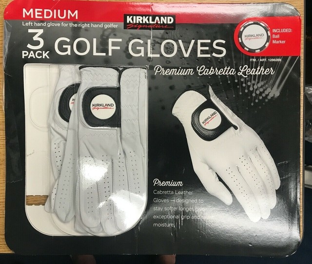 Kirkland Signature Men's Golf Gloves Premium Cabretta Leather 3 PK Size