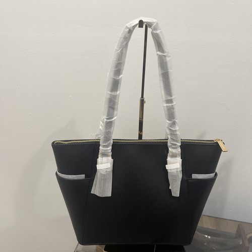 MICHAEL KORS CHARLOTTE LARGE TOP ZIP SAFFIANO LEATHER TOTE BAG BLACK (7401) - Picture 4 of 6