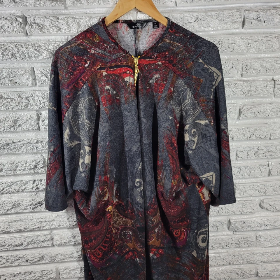 Vestido para mujer Mlle Gabrielle 3X Plus manga corta gris cachemira suave mezcla de polietileno cremallera Foto 4 de 4