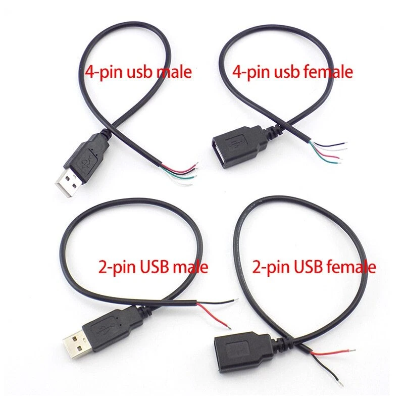 Connector charging 5v USB A type male female 2/4Pin DIY Extension wire Cable - Image 2 of 4