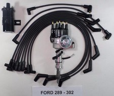 Ford 260-289-302 Black Small Hei Distributor Black 45k Coil Spark Plug Wires