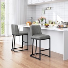 Counter Height Bar Stools Set of 2 24  Bar Chairs with Back Upholstered Barstool