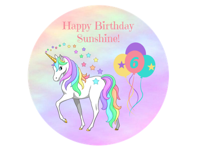 rainbow unicorn edible image birthday cake topper decoration 8 round