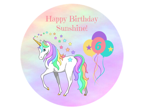 rainbow unicorn edible image birthday cake topper decoration 8 round ebay