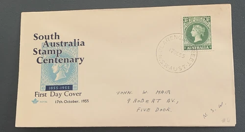 Australian FDC Royal 1955 South Australia Stamp Centenary