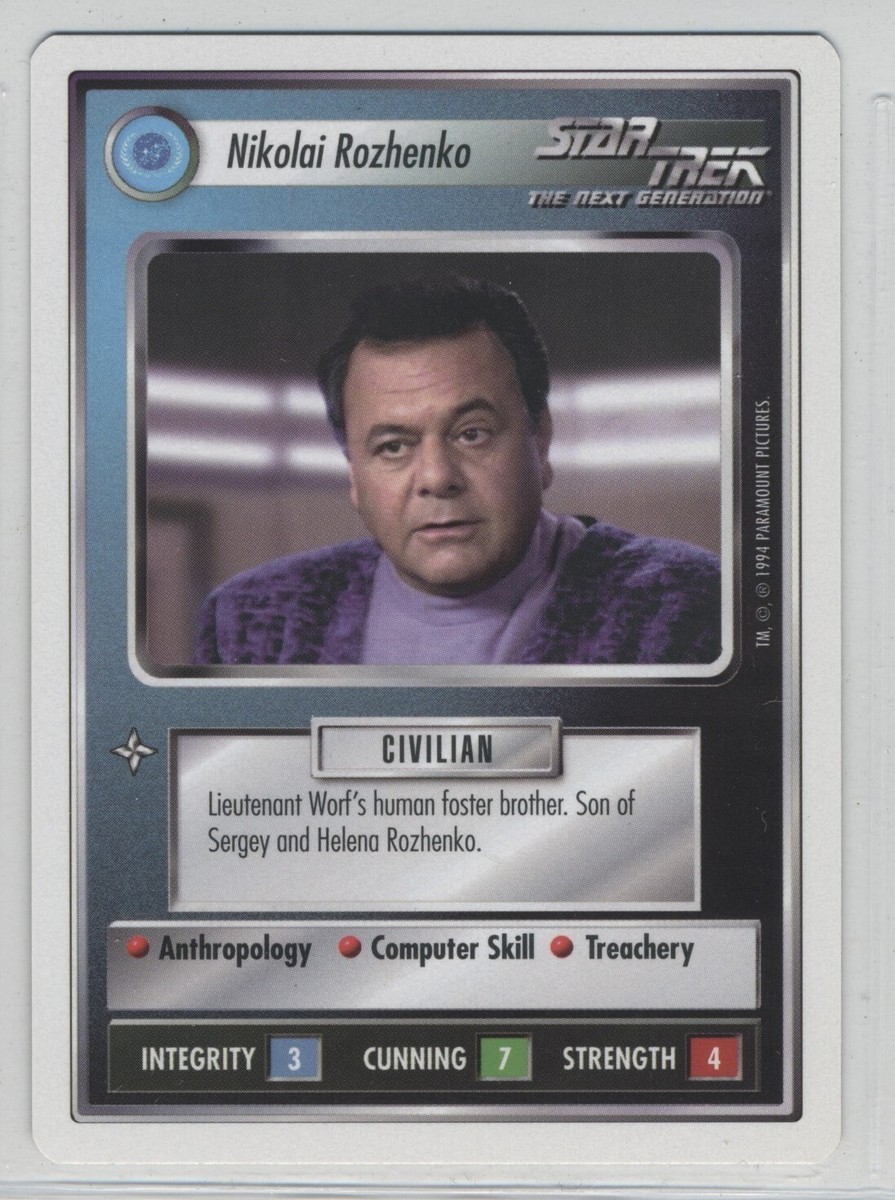 Star Trek TCG CCG Nikolai Rozhenko Premiere Edition White Boarder