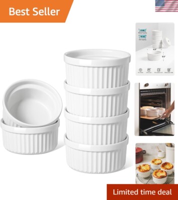 Ramekins 12 OZ Oven Safe, Ceramic Souffle Dishes for Oven