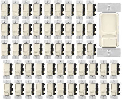 EATON (SIMILAR TO LUTRON & LEVITION) 50 Pack, Eaton 300W LED Slide Dimmer Switch 3-Way, Light Almond Cream SUL06P-LA