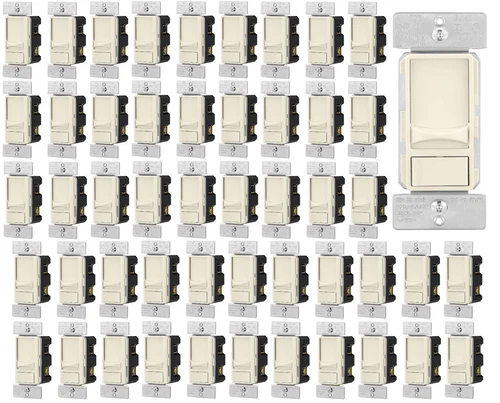 50 Pack, Eaton 300W LED Slide Dimmer Switch 3-Way, Light Almond  Cream SUL06P-LA