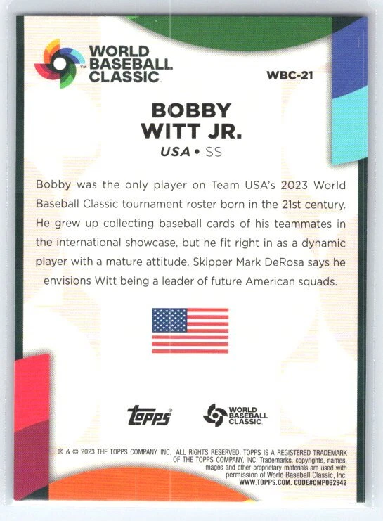 ピンク・ブルー 本日のみ‼️Topps FIRE Bobby witt jr. 直筆サイン WBC