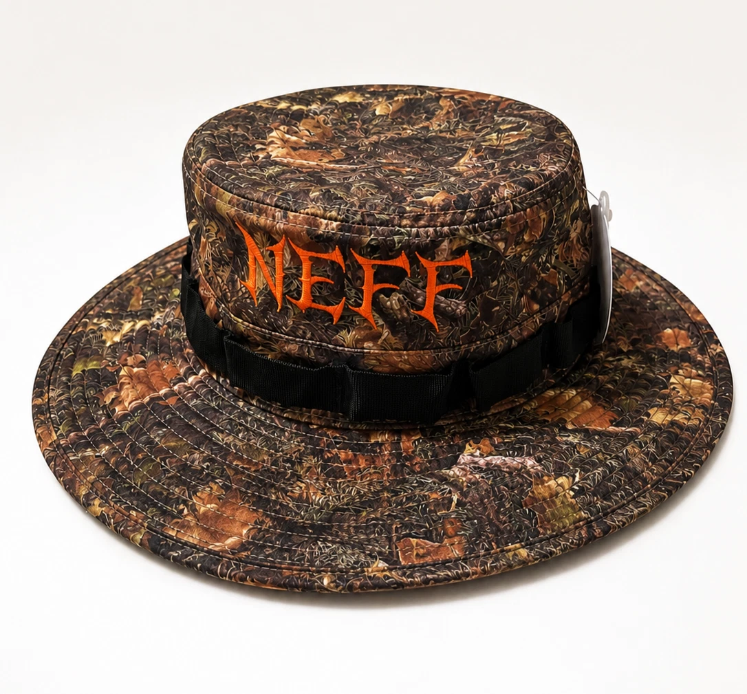 NEFF Camo Boonie Bucket Hat Chin Strap Fishing Hiking Hunting Streetwear NWT