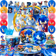 98Pcs Sonic Kinder Geburtstags Party Deko Sonic Party Set Ballon Geschirr Teller