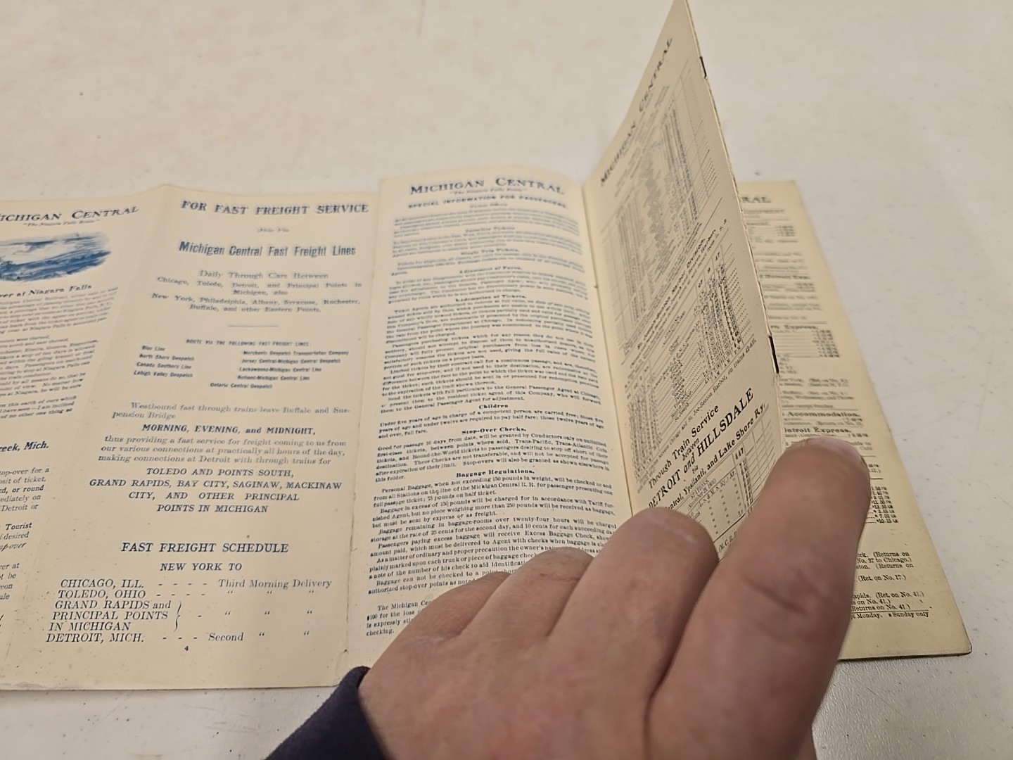 Antique Winter 1906 MCRR Michigan Central Railroad Niagra Falls Route Time Table