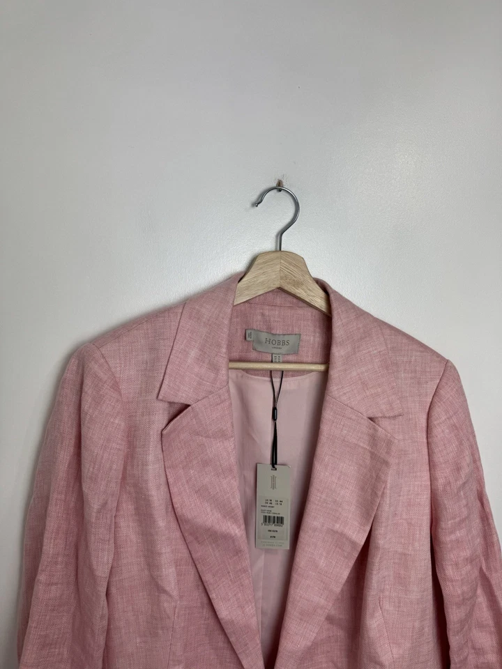 Hobbs London Nancy Linen Blazer Jacket UK 16 Dusty Pink New With Tags - Image 2 of 4