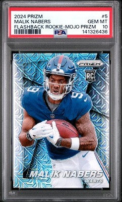 2024 Panini Prizm Malik Nabers Rookie Flashbacks Mojo  /25 PSA 10