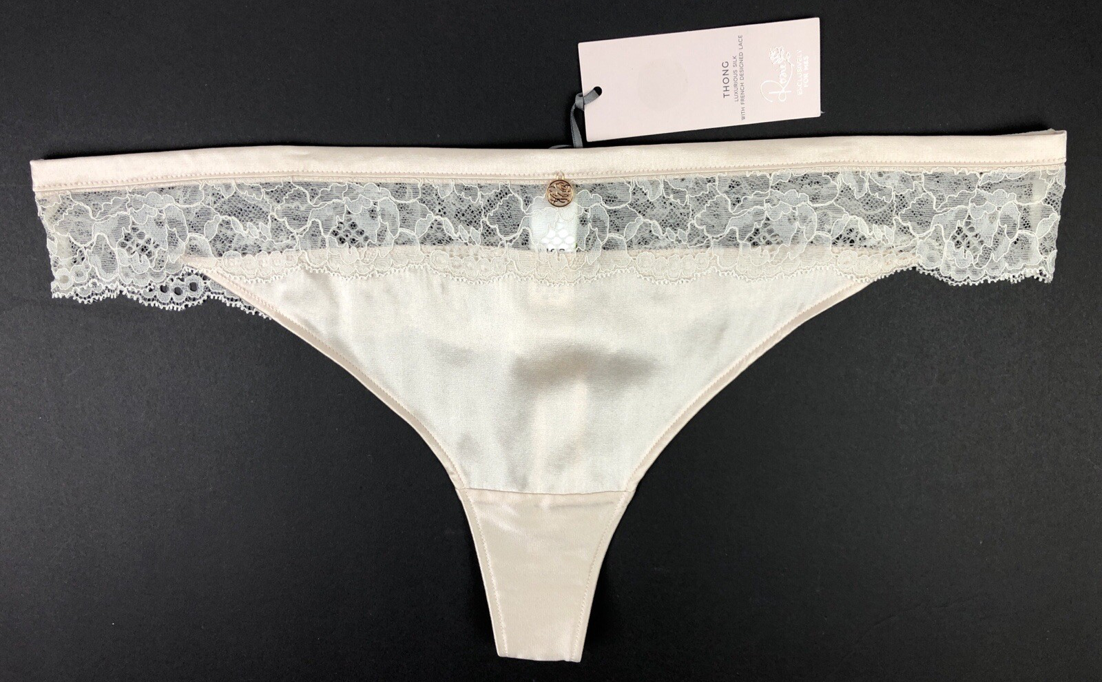 UK 16 Marks & Spencer Rosie for Autograph Silk & Lace Thong Shade Moonstone BNWT