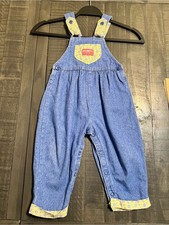 OshKosh B'gosh Light Blue Denim Overalls with Yellow Floral Accents
