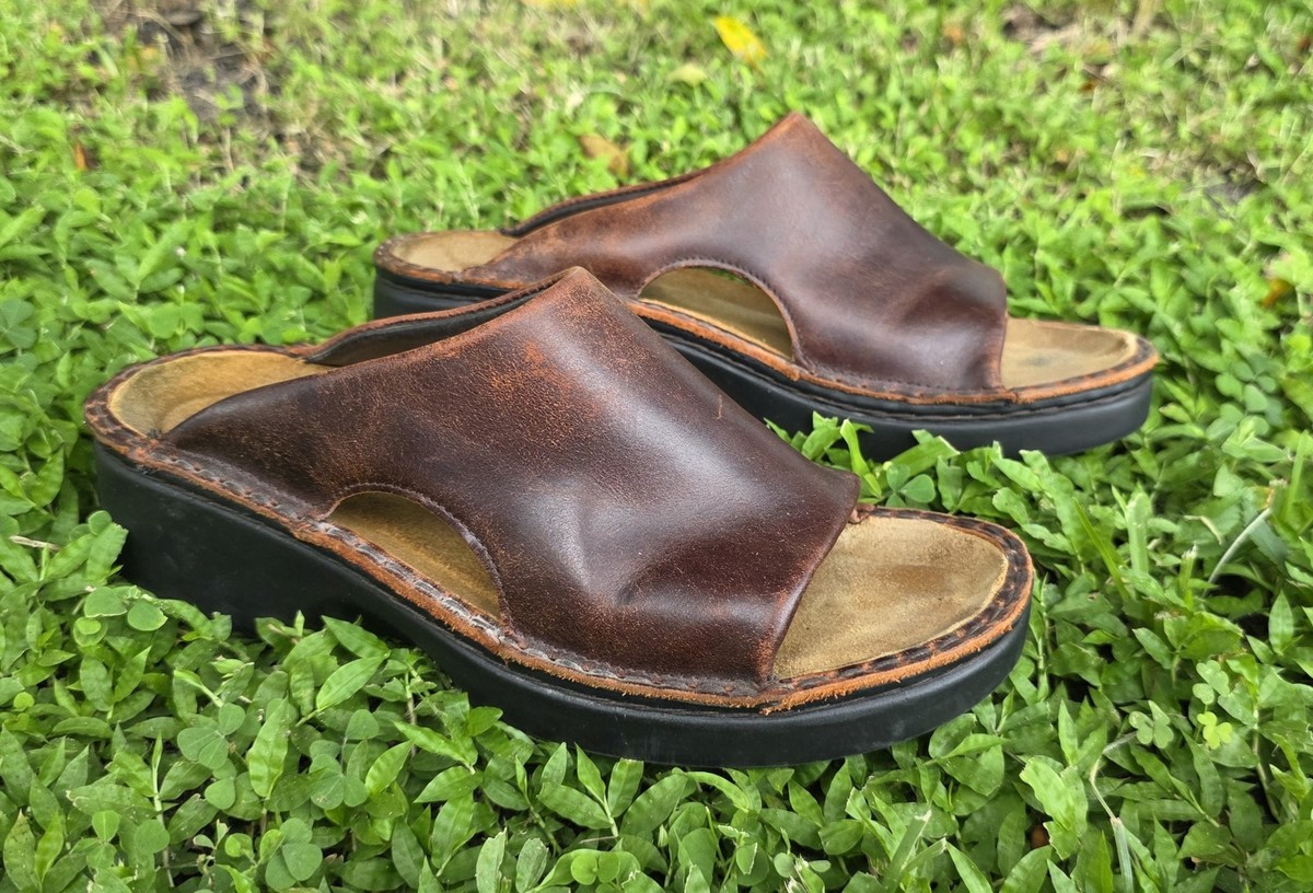 Naot Rome Leather Slide Sandals In Buffalo Brown Women's 37 US 6