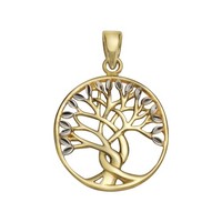 Lebensbaum AnhäNger 375 Gelbgold Bicolor 9 Karat Rhodiniert Damen NEU