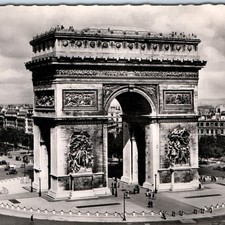 c1955 Paris, France RPPC Arc de Triomphe Champs-Elysees Monument Landmark A337
