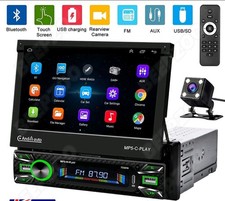 7" 1 Din Flip Car Radio MP5-II Player Carplay AndroidAuto Touch Video USB Remote