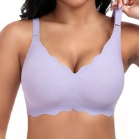 Damen Bh Ohne BüGel Spitzen Gepolstert V-Ausschnitt Nahtlos 75B Schwarz 2Er Set