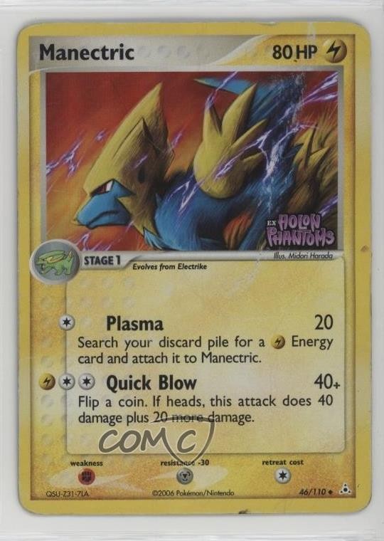 Manectric Reverse Foil Pokemon EX Holon Phantoms #46 2006