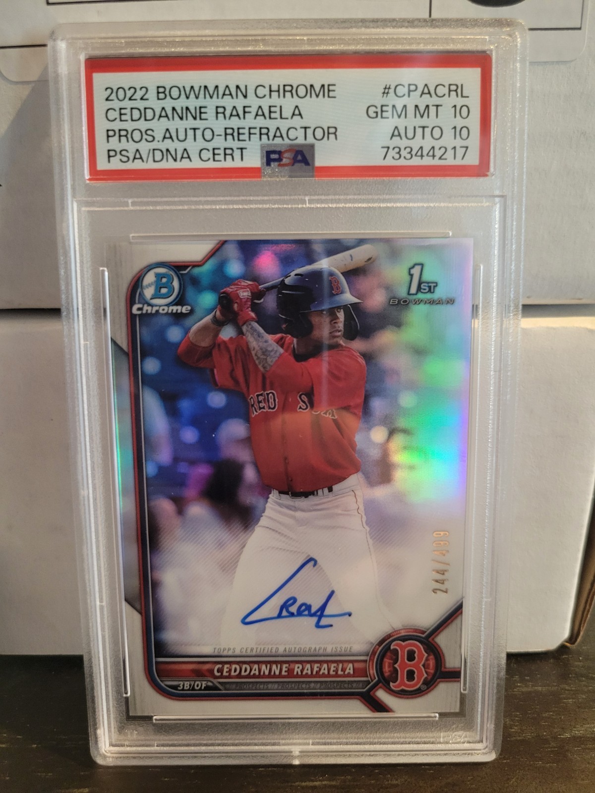 2022 Bowman Chrome Ceddanne Rafaela 1st Refractor Auto /499 PSA 10 Auto 10