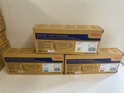 New Set of 3 Genuine OKI Okidata C712 Toner Cartridge Magenta Cyan Yellow
