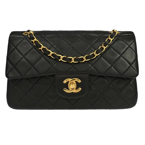 Chanel Black Lambskin Small Classic Double Flap Shoulder Bag 187941