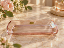 Pink Crystal Serving Platter Rectangular Small Decorative Sparkle 1 Piece