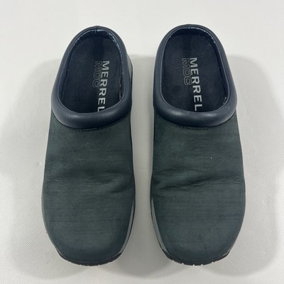 Merrell Moc Jungle Premium Womens 7.5 Black Slip On Mules Shoes BLACK COLOR
