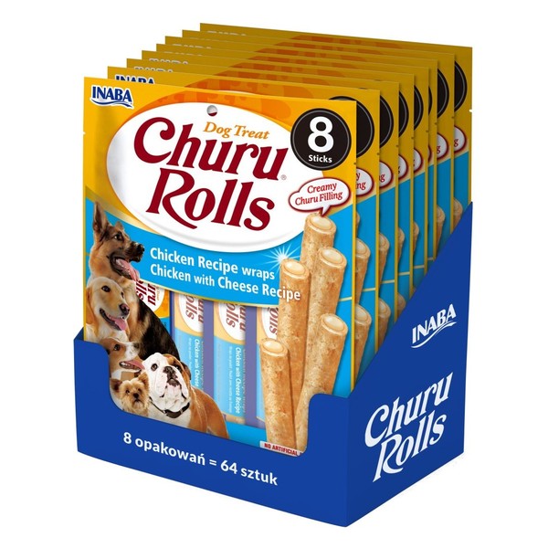 Inaba Hunde-Churu-Rollen Wraps 8X96G Hundeleckerli Huhn Mit KäSe-image