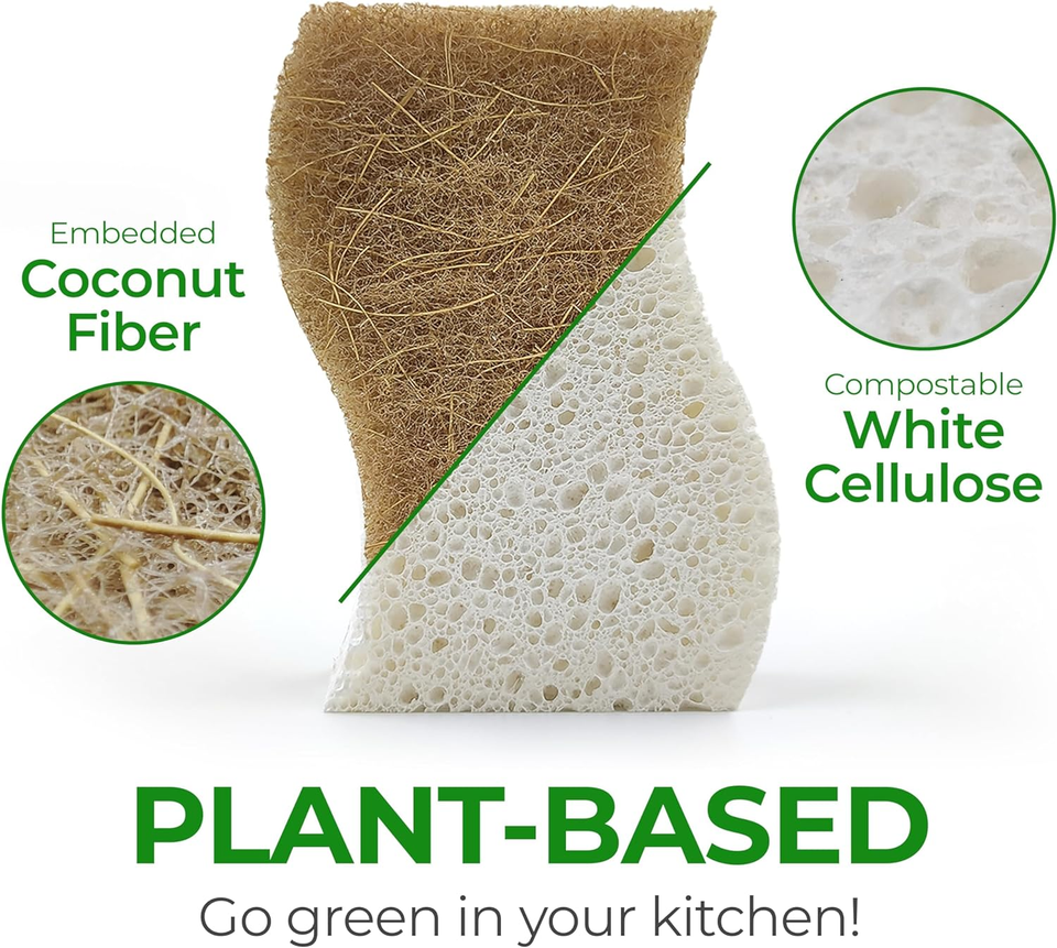 Biodegradable Natural Kitchen Sponge - Compostable Cellulose and ...
