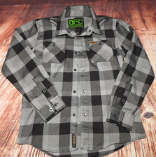 Dixxon Medium Youth 8/10 1911 Black Grey Long Sleeve Pearl Snap Flannel