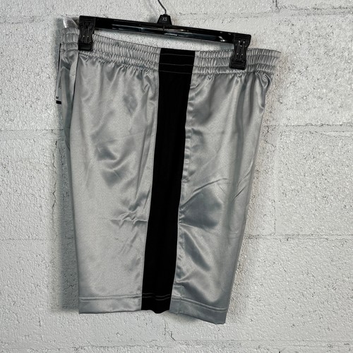 Reebok Herren normale Passform Mesh-Einsatz Satin Basketball Shorts, grau/schwarz Small - Bild 4 von 8