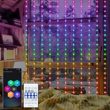 echosari Smart Curtain Lights 6 6 x 9 8Ft 16 Million Colors Changing 300 LED Fai